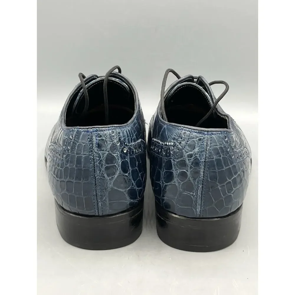 Vintage Bespoke Maylin Peninsula Hotel Hong Kong Navy Blue Alligator Shoes SZ 11
